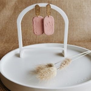 Pink and Gold Clay Earrings